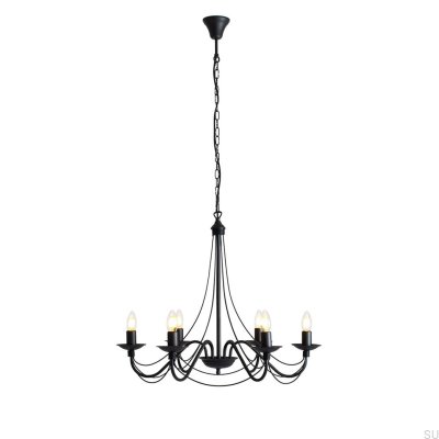 Lámpara de araña Rose 6 de metal negro