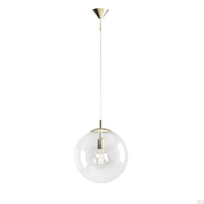 Lámpara colgante de metal dorado con forma de globo