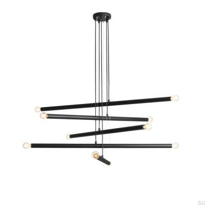 Lámpara colgante de metal negro Tubo 10
