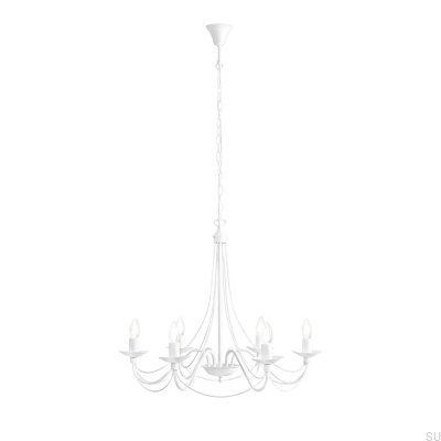 Lámpara de araña Rose 6 de metal blanco