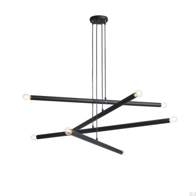 Lámpara colgante de metal negro Tubo 8