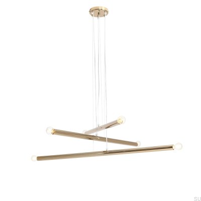 Lámpara colgante de metal dorado Tubo 6