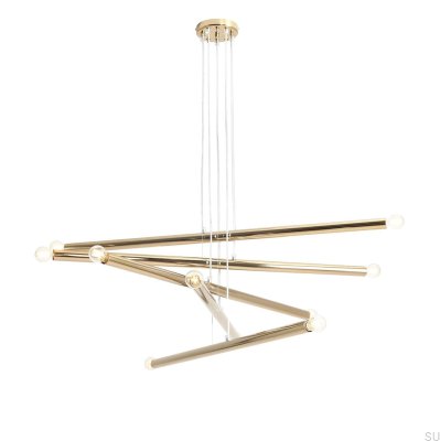 Lámpara colgante de metal dorado Tubo 10