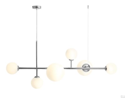 Lámpara colgante Dione 6 de metal plateado cromado