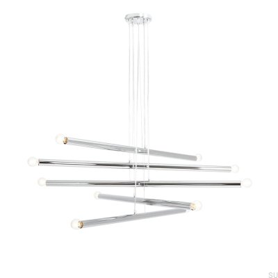 Lámpara colgante Tubo 10 de metal cromado plateado