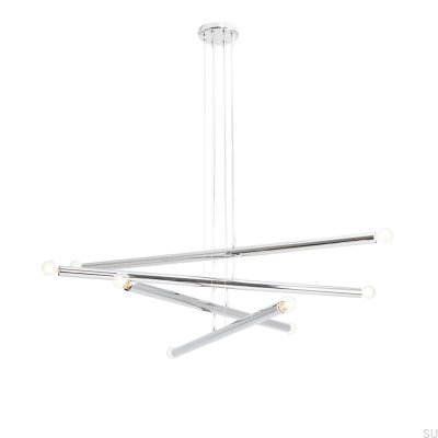 Lámpara colgante Tubo 8 de metal cromado plateado