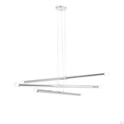 Lámpara colgante Tubo 6 de metal cromado plateado