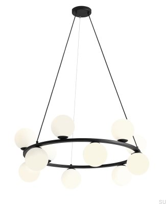 Lámpara colgante Krone 12 de metal negro
