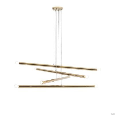Lámpara colgante de metal dorado Tubo 8