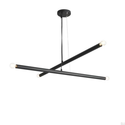 Lámpara colgante de metal negro Tubo 4