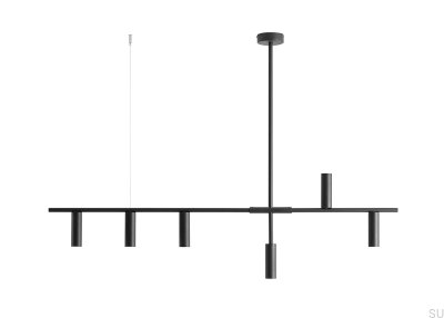 Lámpara colgante Trevo 6 de metal negro