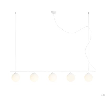 Lámpara colgante Beryl Glass 5 Metal Blanco
