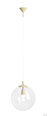 Lámpara colgante de metal color pistacho con forma de globo