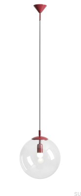 Lámpara colgante Globe de metal color burdeos