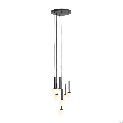 Lámpara colgante Riu 7 Ring de metal negro