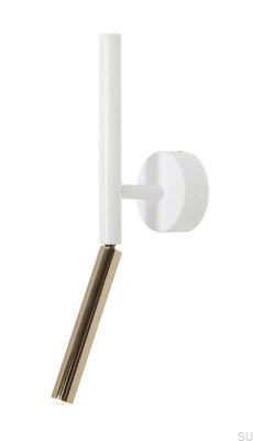 Lámpara de pared de metal blanco dorado tipo palo