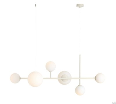 Lámpara colgante Dione 6 de metal color crema