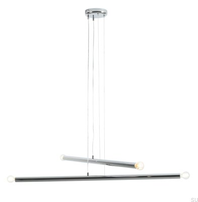 Lámpara colgante Tubo 4 de metal cromado plateado