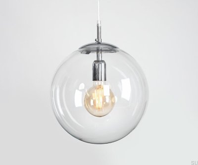 Lámpara colgante Globe de metal plateado cromado