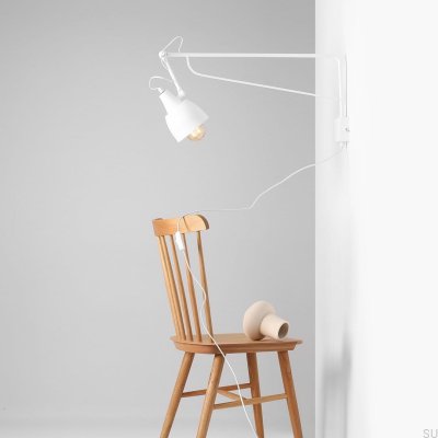 Lámpara de pared grande de metal Soho blanca