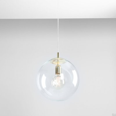 Lámpara colgante de metal dorado con forma de globo