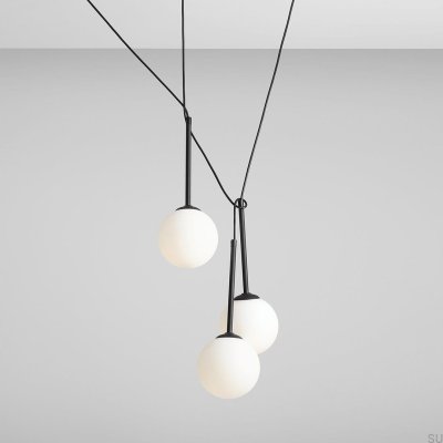 Lámpara colgante Bosso 3 de metal negro