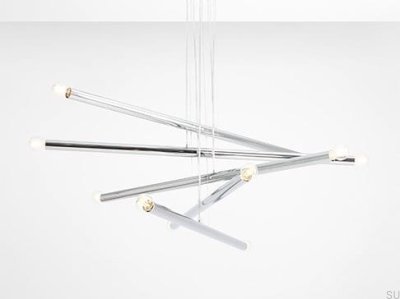 Lámpara colgante Tubo 10 de metal cromado plateado