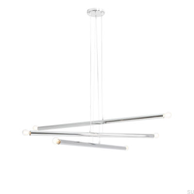 Lámpara colgante Tubo 6 de metal cromado plateado