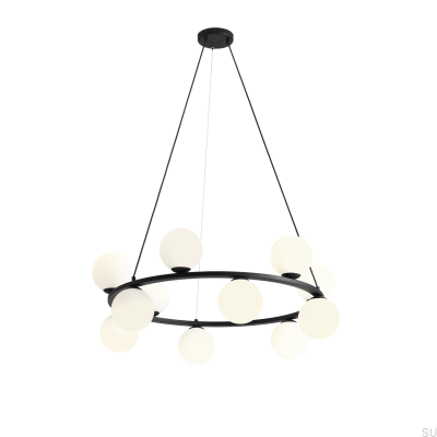 Lámpara colgante Krone 12 de metal negro