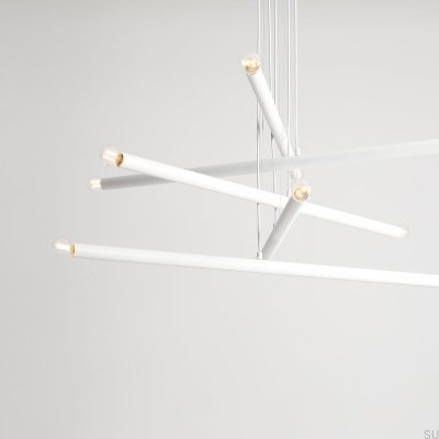 Lámpara colgante Tubo 10 de metal blanco