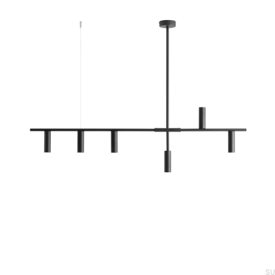 Lámpara colgante Trevo 6 de metal negro
