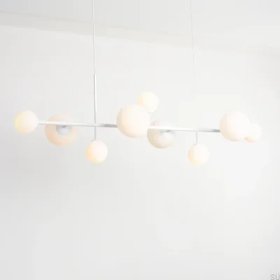 Lámpara colgante Dione 9 de metal blanco