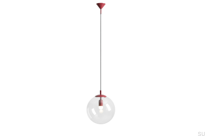 Lámpara colgante Globe de metal color burdeos