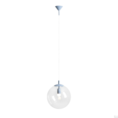Lámpara colgante de metal azul con forma de globo