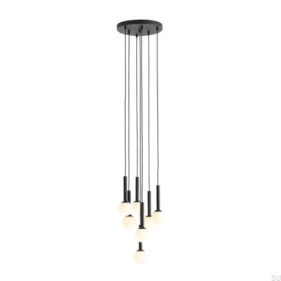 Lámpara colgante Riu 7 Ring de metal negro