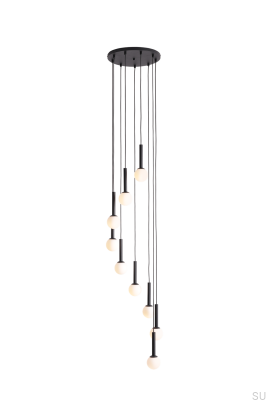 Lámpara colgante Riu 9 Ring de metal negro