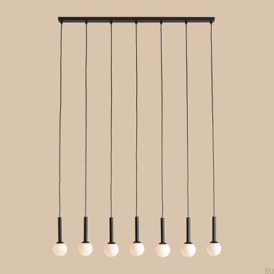 Lámpara colgante Riu 7 de metal negro