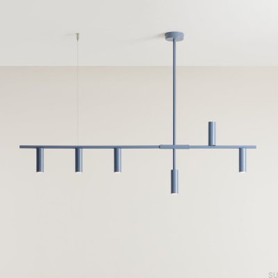 Lámpara colgante Trevo 6 de metal azul