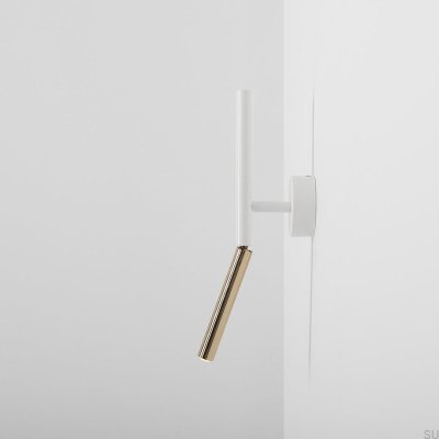 Lámpara de pared de metal blanco dorado tipo palo