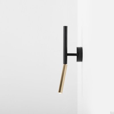 Lámpara de pared de metal dorado y negro Stick