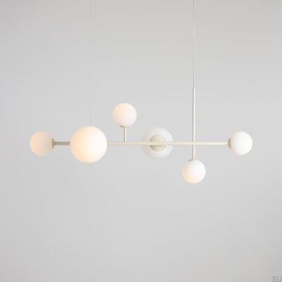 Lámpara colgante Dione 6 de metal color crema