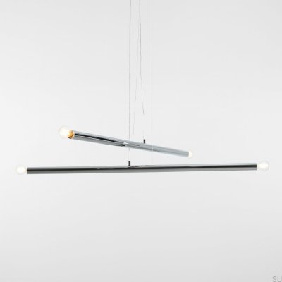 Lámpara colgante Tubo 4 de metal cromado plateado