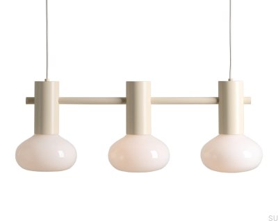 Lámpara colgante Flo 3 S de metal color crema