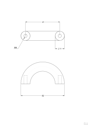 Tirador alargado para muebles Arch 052 41 de latón negro mate