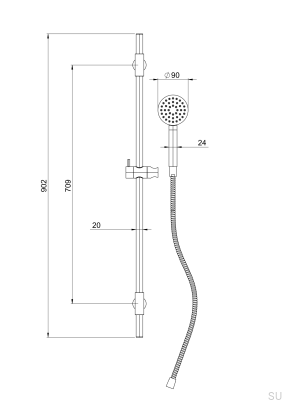 Barra de ducha con soporte de pared regulable ARM100 Latón Oro Miel