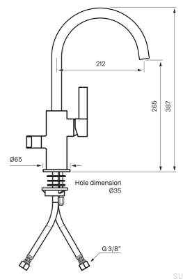 Grifo de cocina con válvula para lavavajillas ARM384 Latón Cromo Plateado con Negro