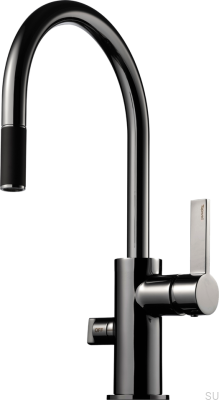 Grifo de cocina con caño extraíble y válvula para lavavajillas ARM385 Latón Cromo Negro