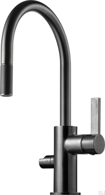 Grifo de cocina con caño extraíble y válvula para lavavajillas ARM385 Latón Cromo Cepillado Negro