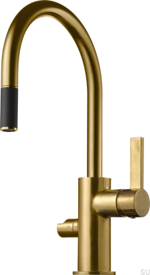 Grifo de cocina con caño extraíble y válvula para lavavajillas ARM385 Latón Miel Oro Cepillado