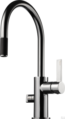 Grifo de cocina con caño extraíble y válvula para lavavajillas ARM385 Latón Plata Cromo